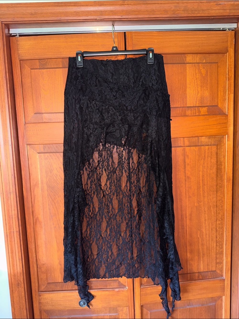 Black Lace High-Low Maxi Skirt